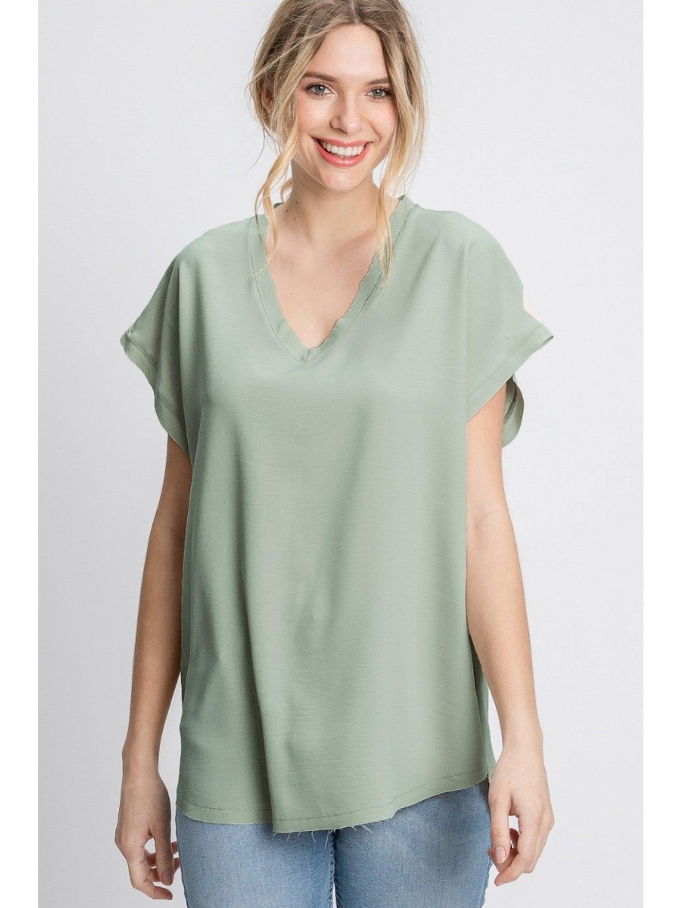 V-Neck Top - Sage